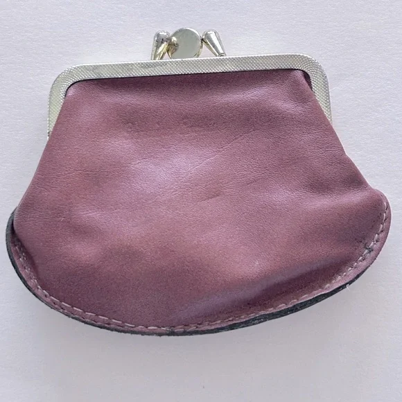 💥RARE💥1930s Antique Double Pocket Unique Kiss Lock Stamped Cowhide Coin Purse - Picture 5 of 10